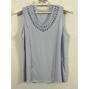 Soft Surroundings Shirt Womens PM Light Blue Sleeveless Rayon Tank Blouse